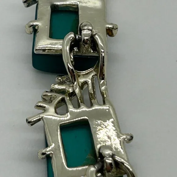 Vintage Coro Necklace Teal Thermoset Leaf Choker Necklace Mid Century Modern - Picture 11 of 16